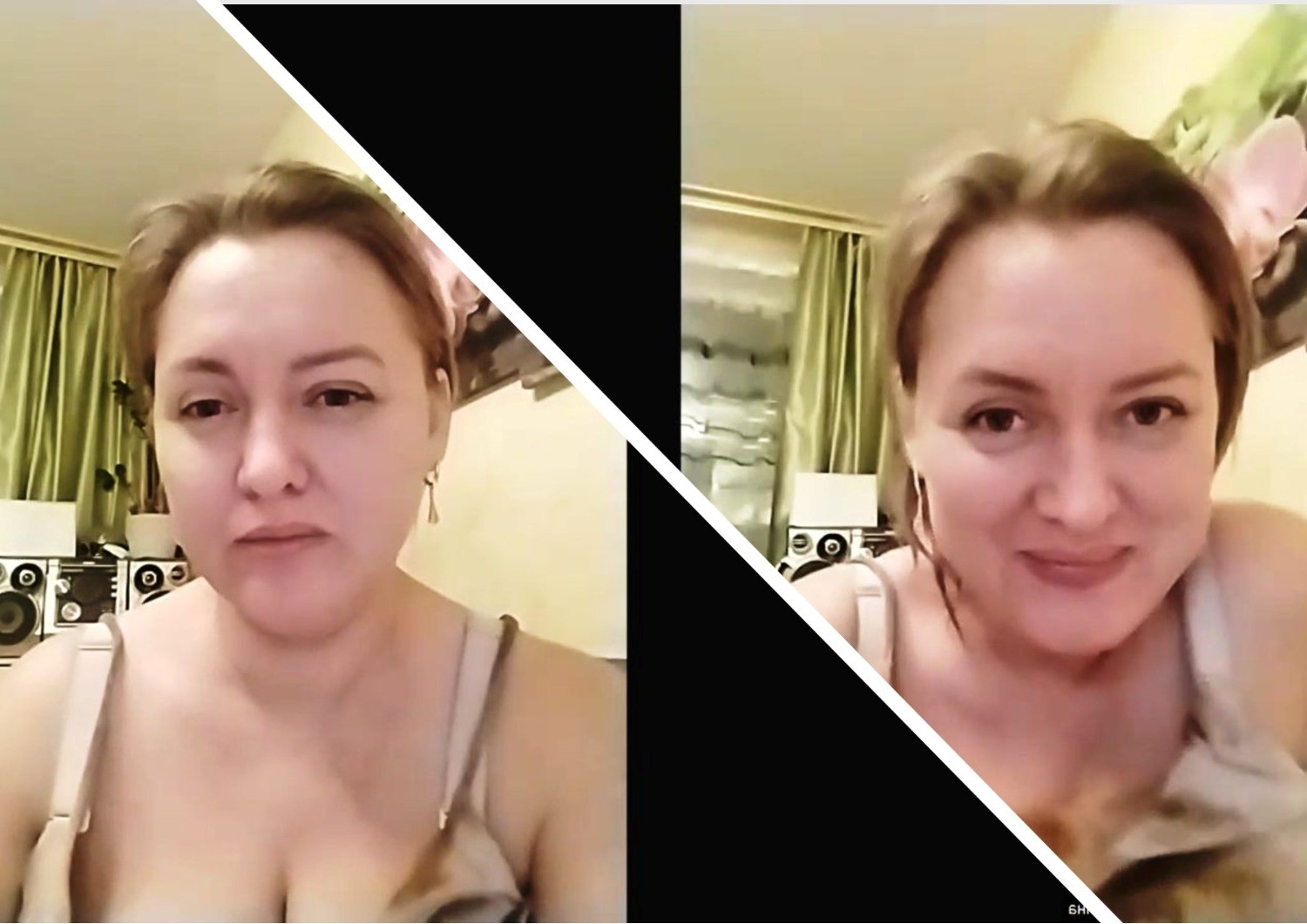 Трансформация состояния. До и после работы с док. Хасаем Алиевым женщина грустная и веселая